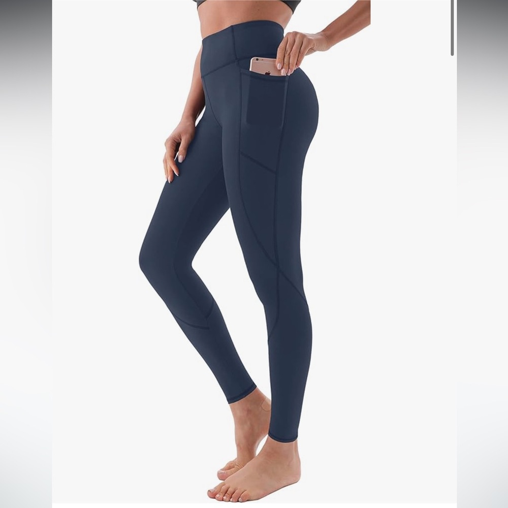 Navy Blue High-Waisted Athletic Leggings